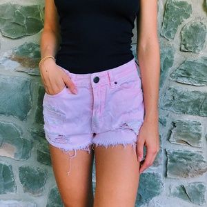 BDG Pink Cut-off Denim Shorts
